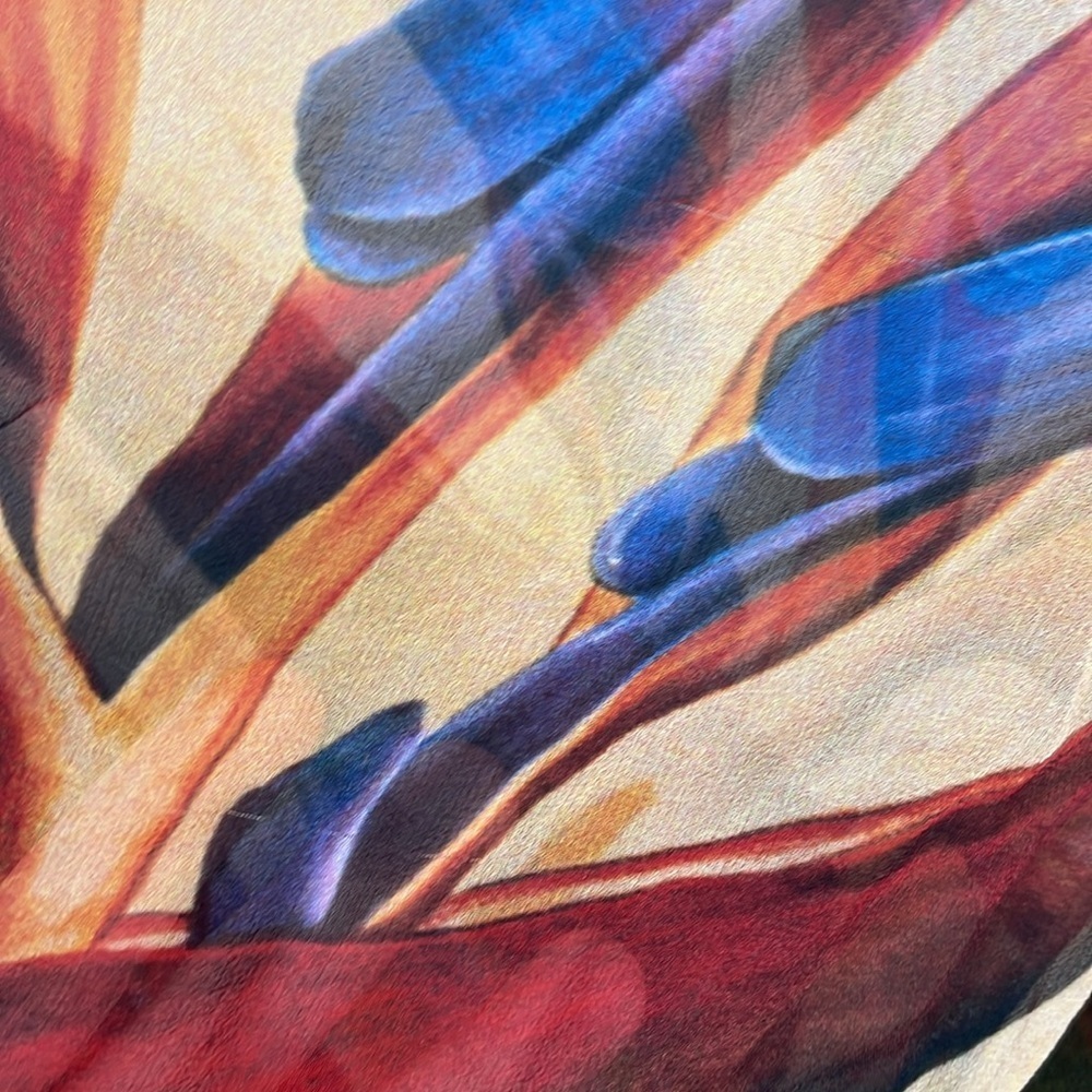 Soft Surroundings S/M pullover sheer bird of paradise side tie kaftan top - Picture 4 of 7